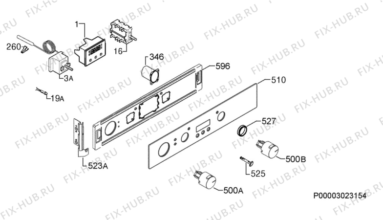 Взрыв-схема плиты (духовки) Zanussi ZCB770X - Схема узла Command panel 037